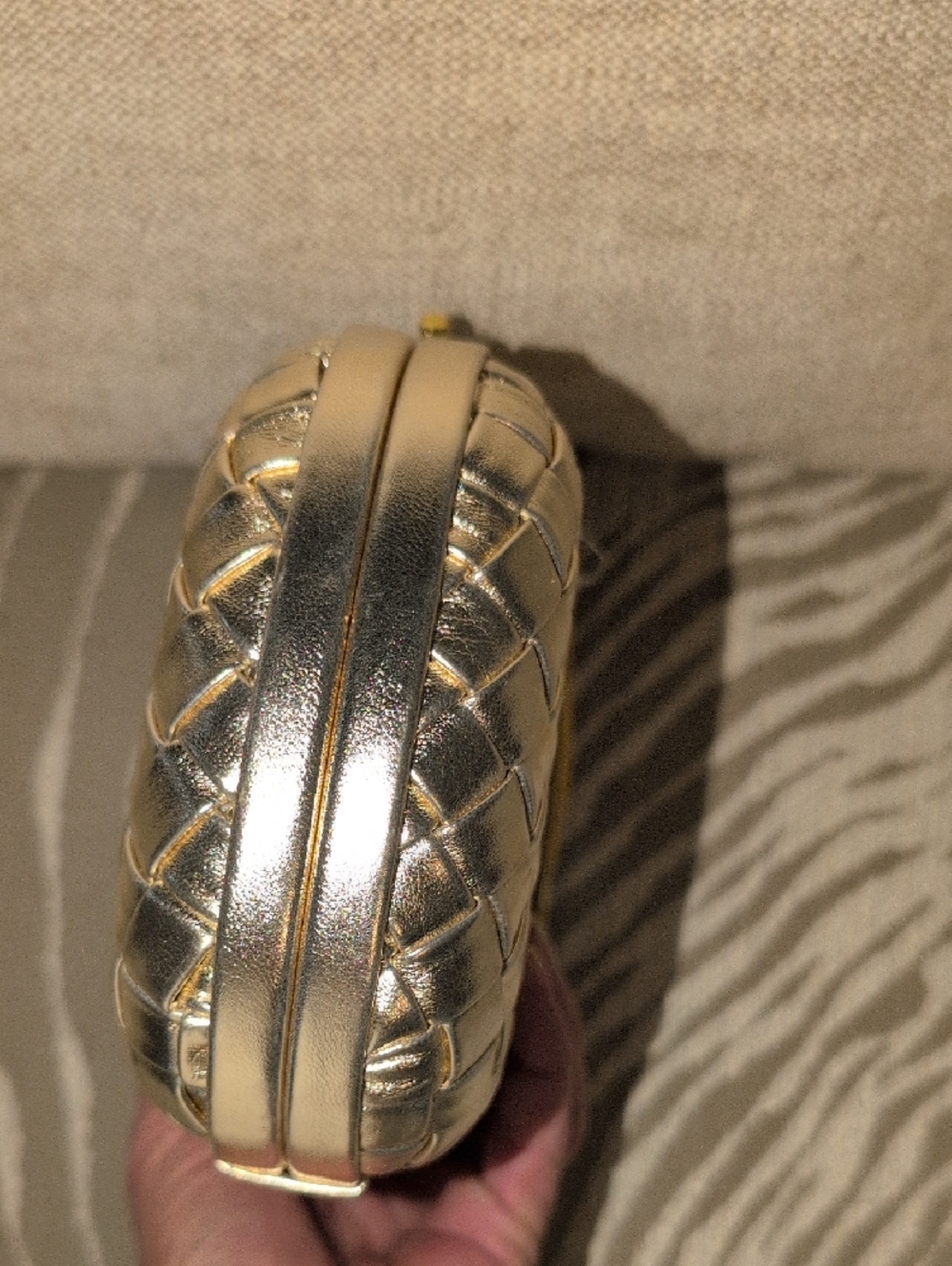 Metallic Gold Quilted Knot-Clasp Evening Clutch - NWT - Picture 9 of 10